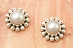 Artie Yellowhorse Freshwater Pearl Sterling Silver Post Earrings